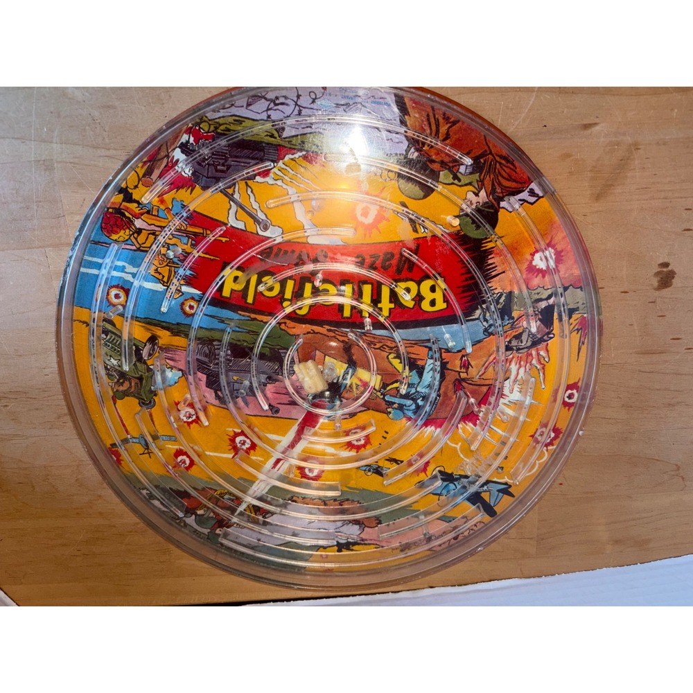 Vintage 1960s Wolverine Toy Co. "Battlefield" Tin & Plastic Maze Puzzle Game